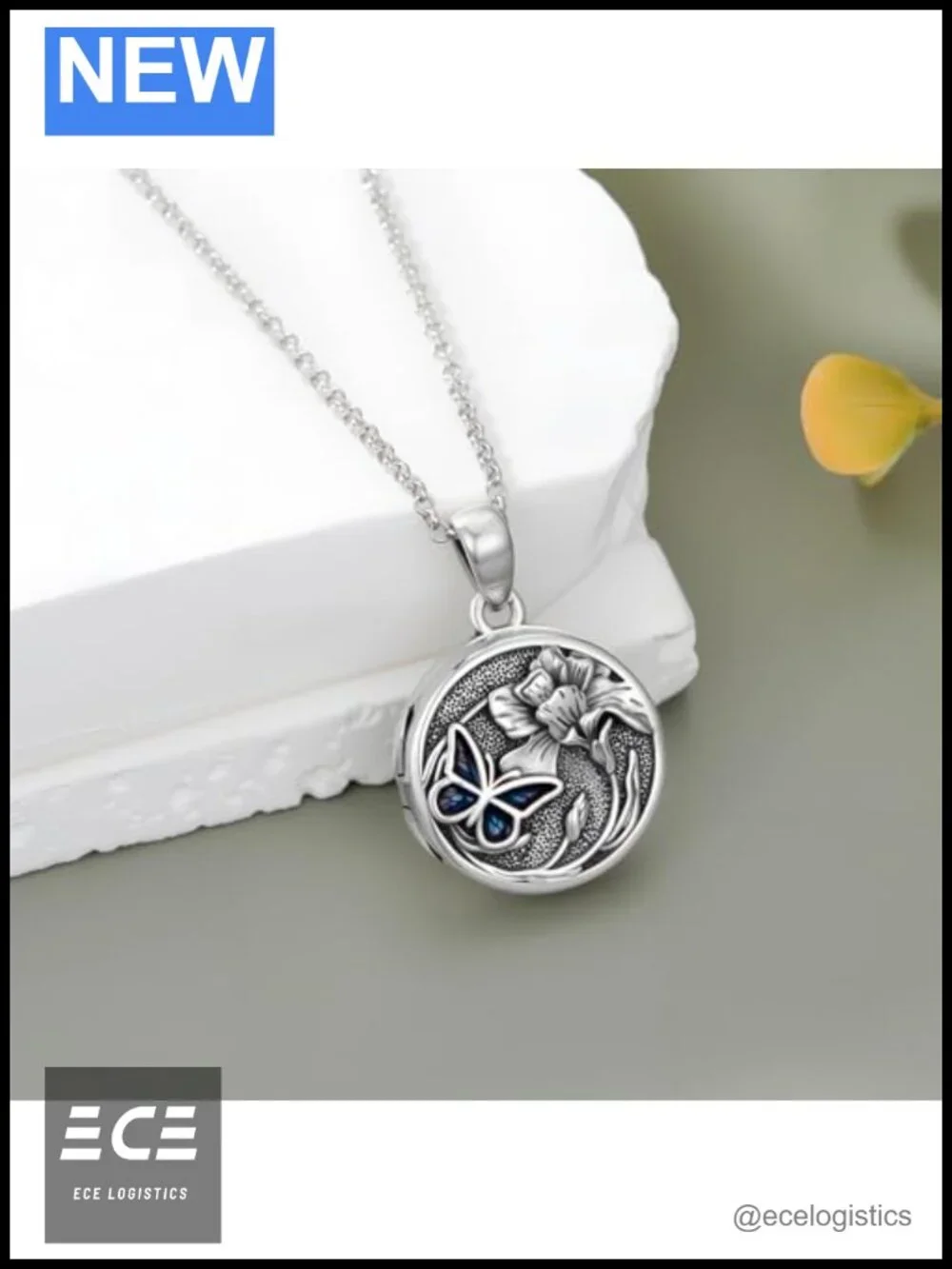 Sterling Silver Butterfly Locket Necklace 18